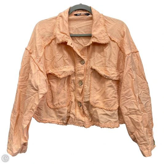 Jacket Shirt By Zara In Orange, Size: Xl