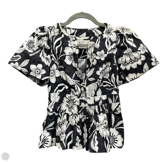 Blouse Short Sleeve By Anthropologie In Black & White, Size: Xxsp