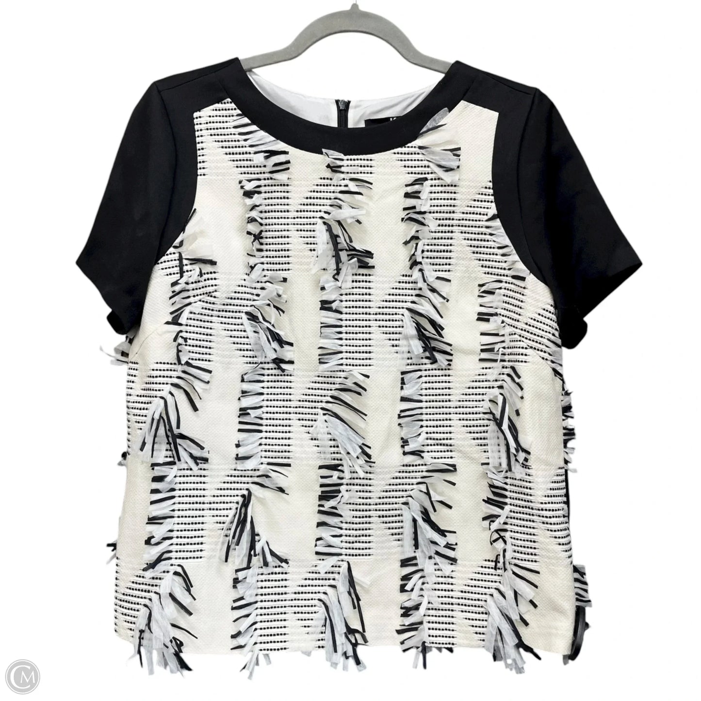 Top Short Sleeve Designer By Karl Lagerfeld In Black & White, Size: S