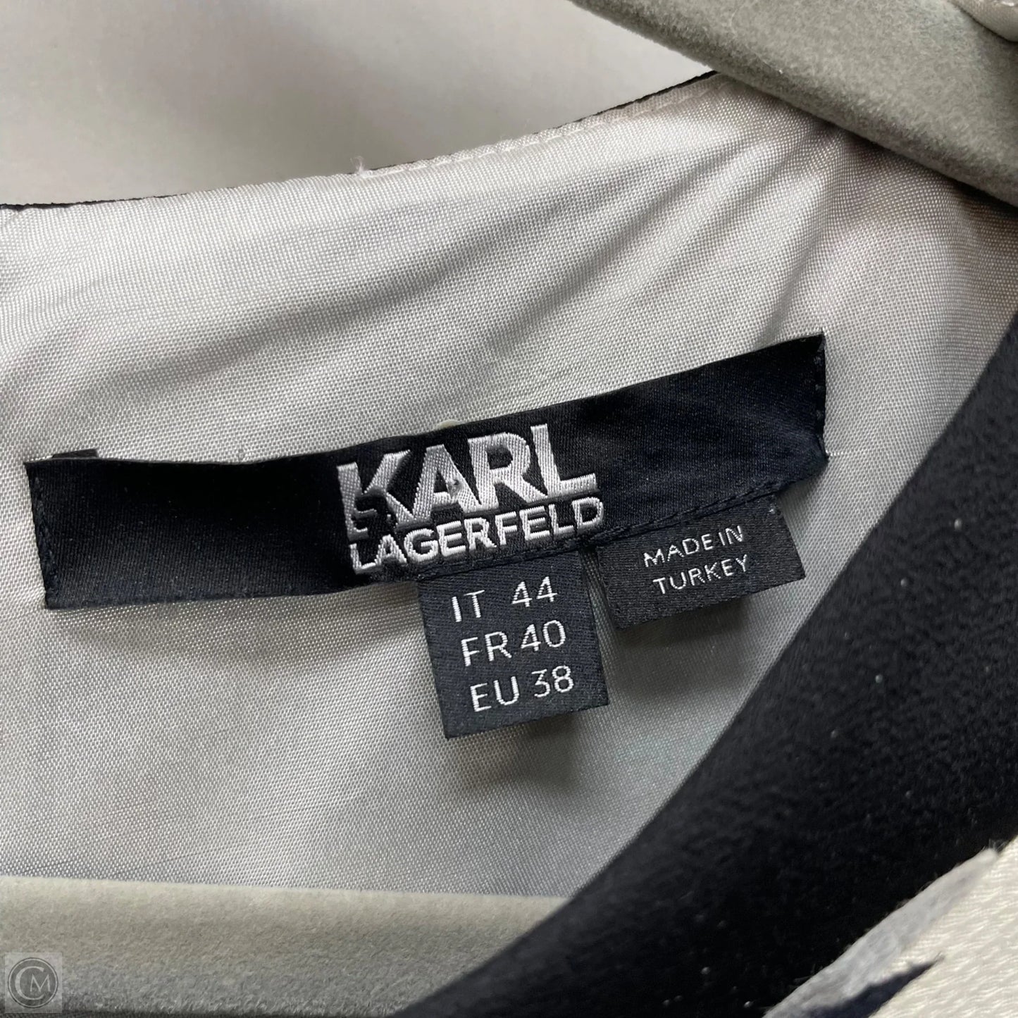 Top Short Sleeve Designer By Karl Lagerfeld In Black & White, Size: S