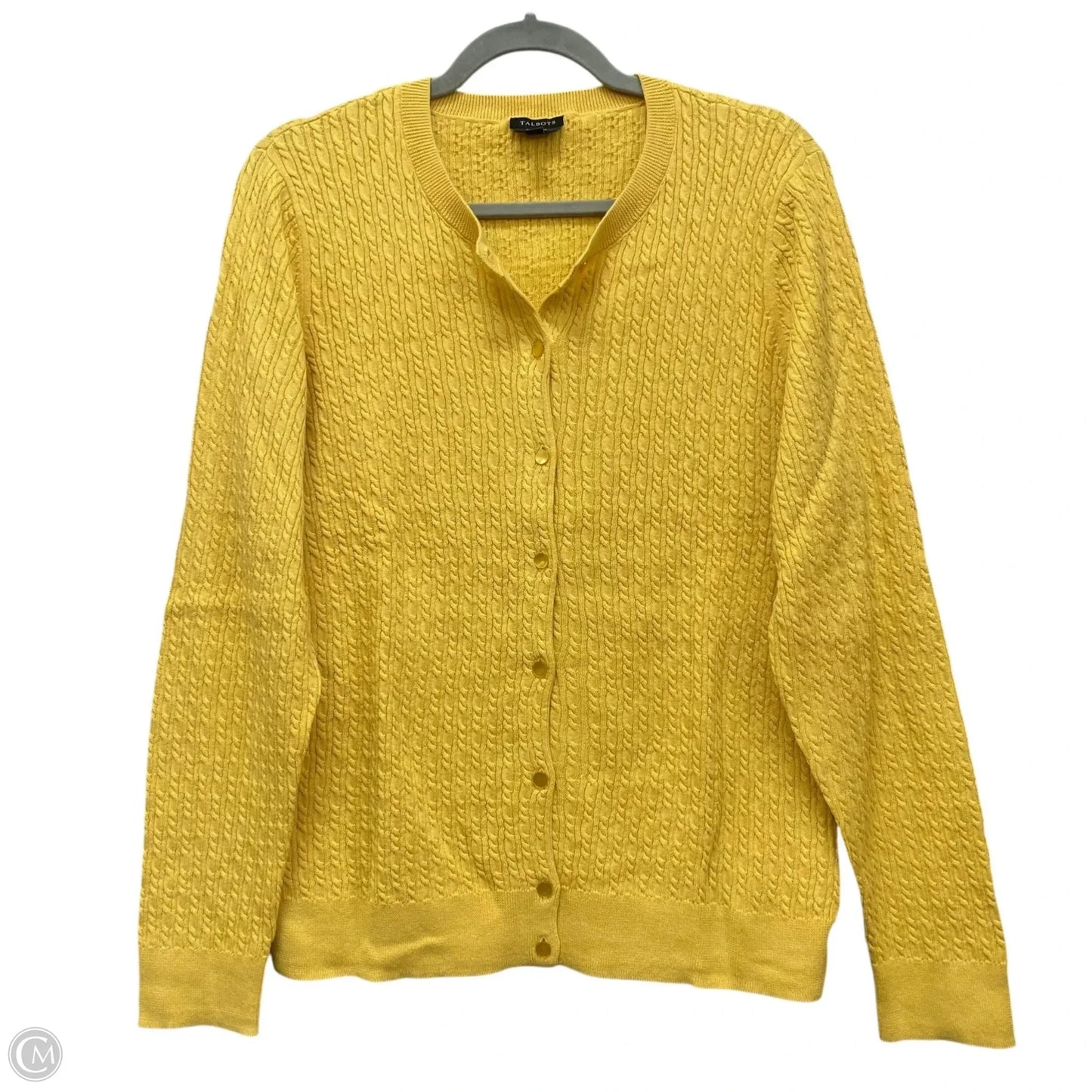 Sweater Cardigan By Talbots In Yellow, Size: L