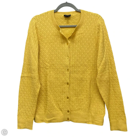 Sweater Cardigan By Talbots In Yellow, Size: L