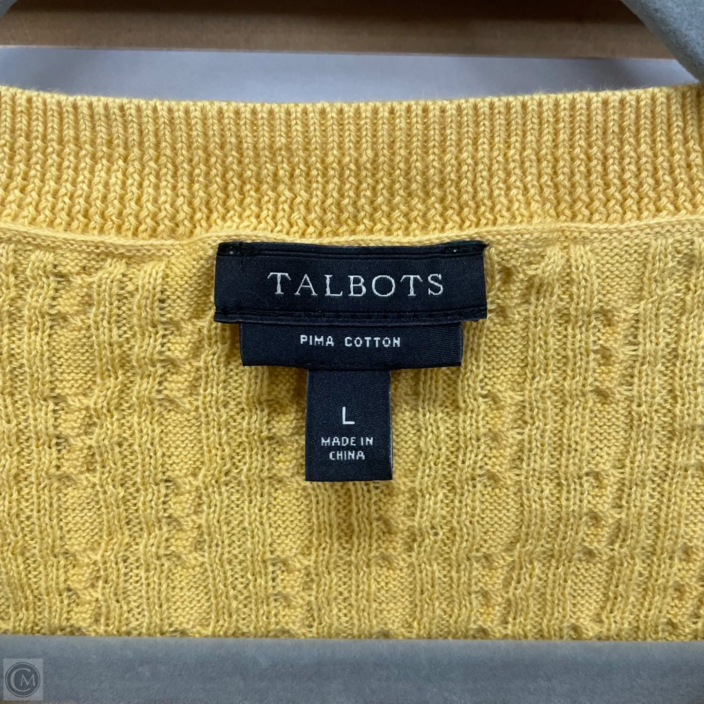 Sweater Cardigan By Talbots In Yellow, Size: L