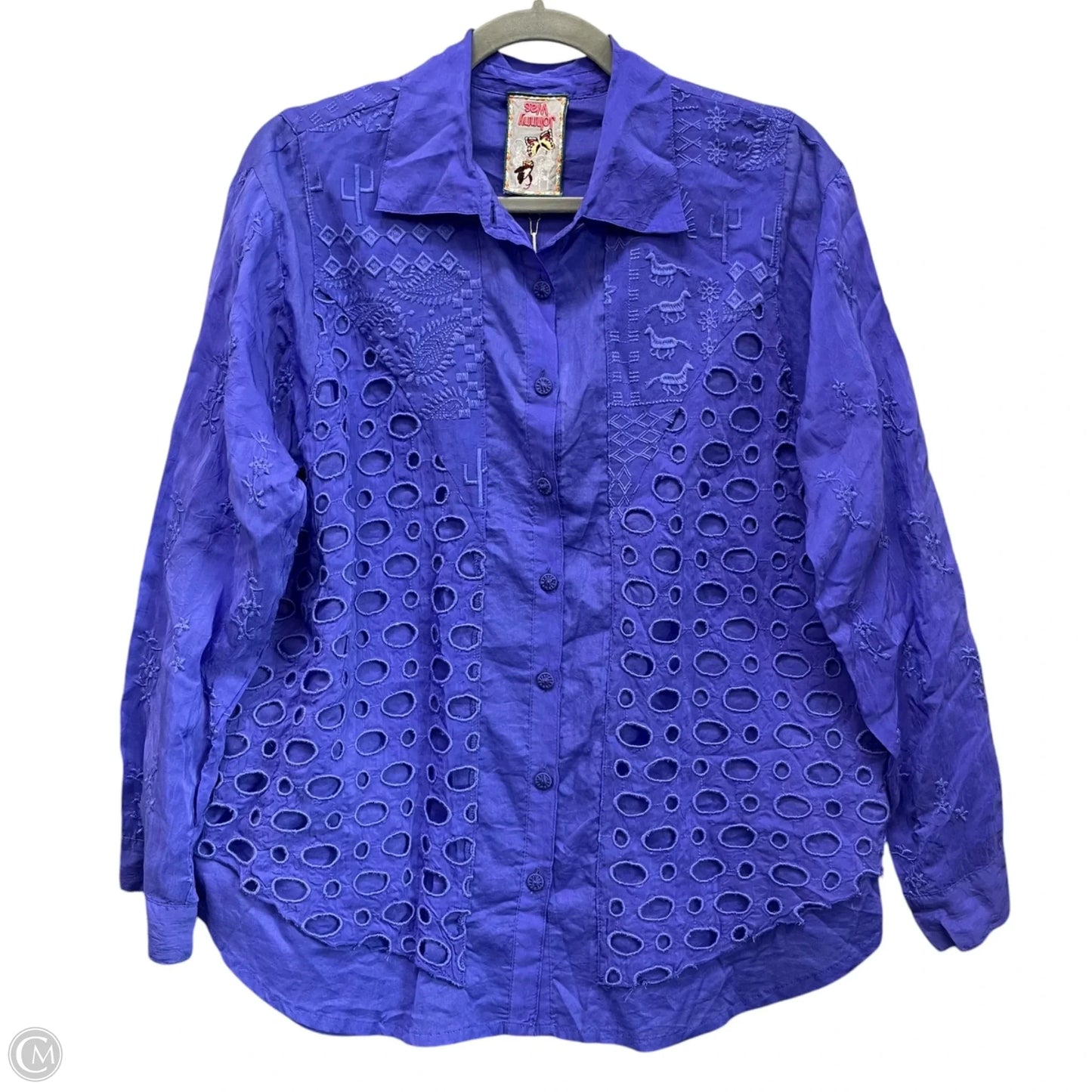 Top Long Sleeve By Johnny Was In Blue, Size: S