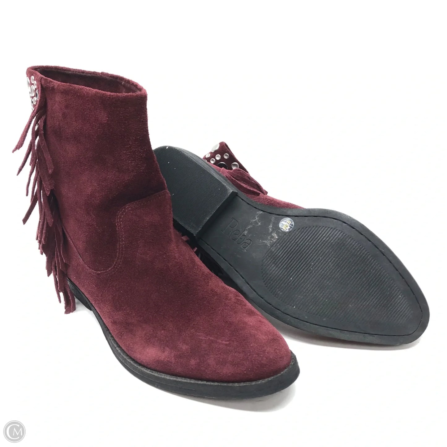 Boots Ankle Heels By Reba In Maroon, Size: 9.5