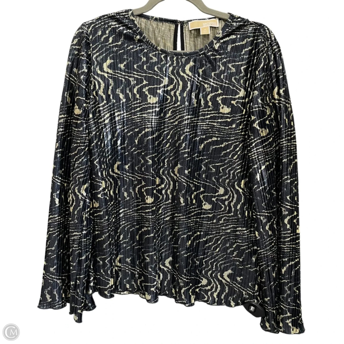 Blouse Long Sleeve By Michael By Michael Kors In Black & Gold, Size: M