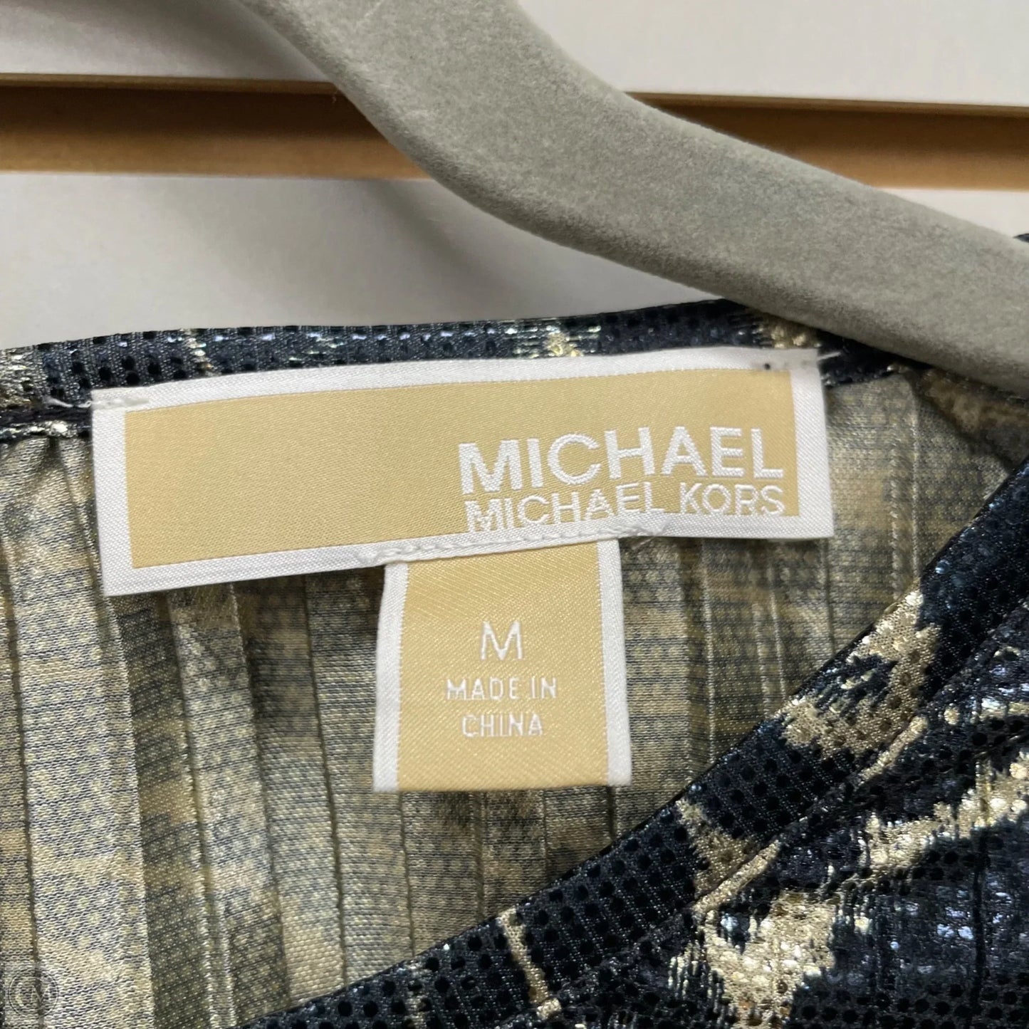 Blouse Long Sleeve By Michael By Michael Kors In Black & Gold, Size: M