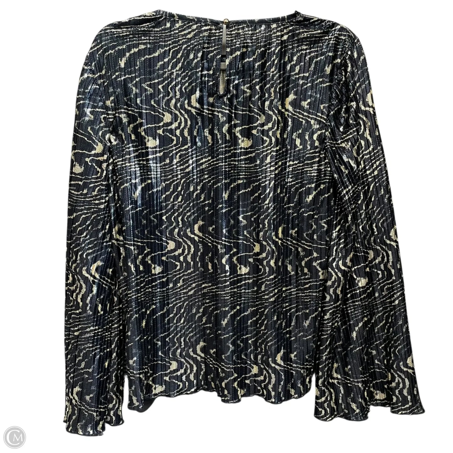 Blouse Long Sleeve By Michael By Michael Kors In Black & Gold, Size: M