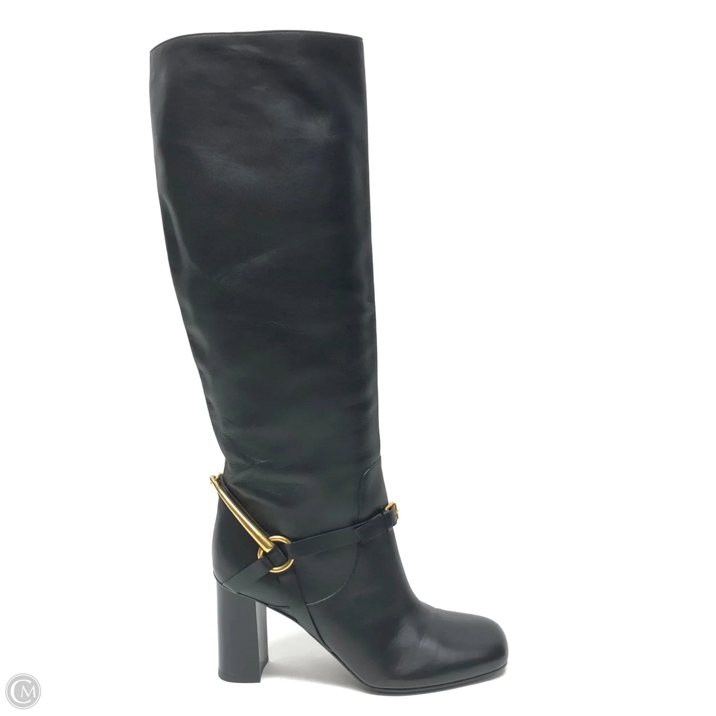 Boots Luxury Designer By Gucci In Black & Gold, Size: 7