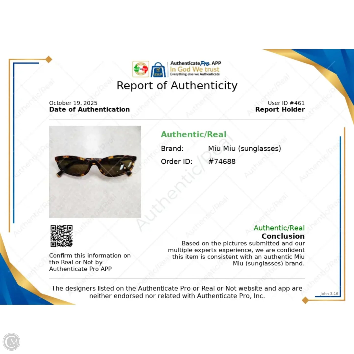 Sunglasses Luxury Designer By Miu Miu