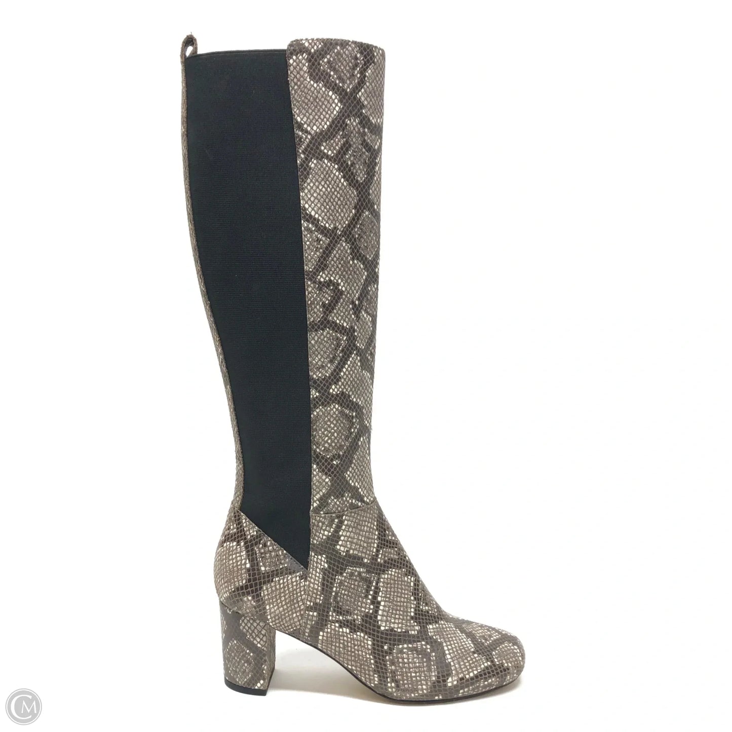 Boots Knee Heels By Donna Karan In Snakeskin Print, Size: 7.5