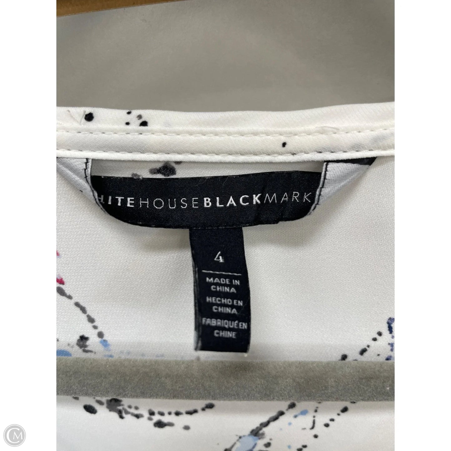 Blouse Long Sleeve By White House Black Market In Blue & White, Size: 4