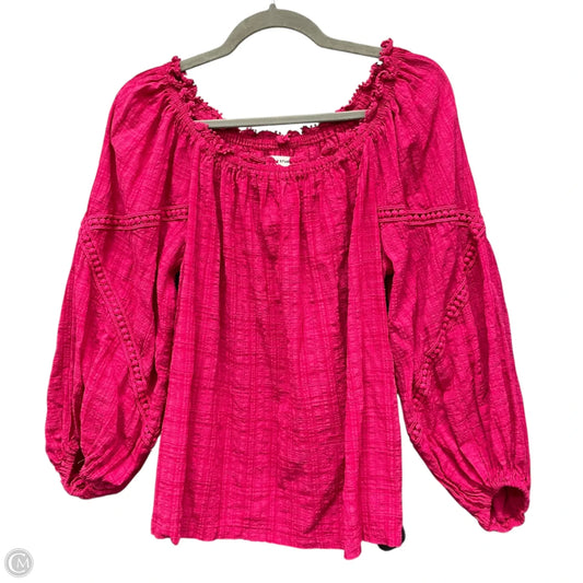 Blouse Long Sleeve By Max Studio In Pink, Size: L