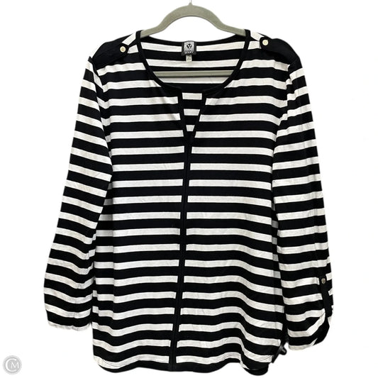 Top Long Sleeve By Anne Klein In Black & White, Size: L