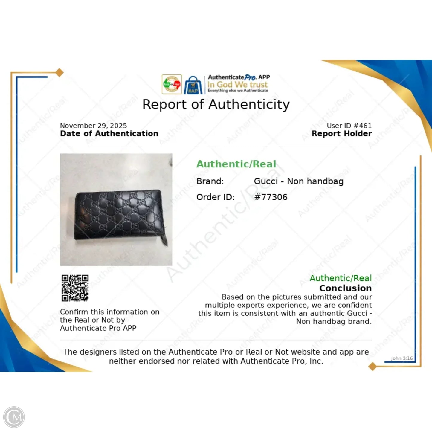 Wallet Luxury Designer By Gucci, Size: Large