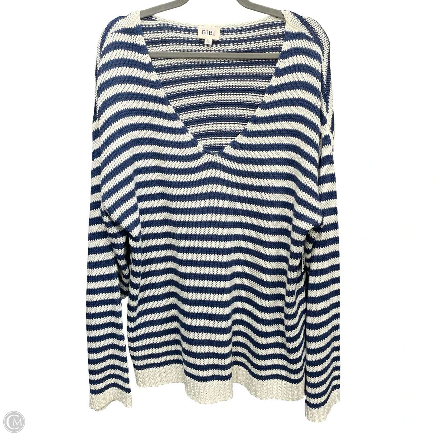 Sweater By Bibi In Blue & White, Size: Xl