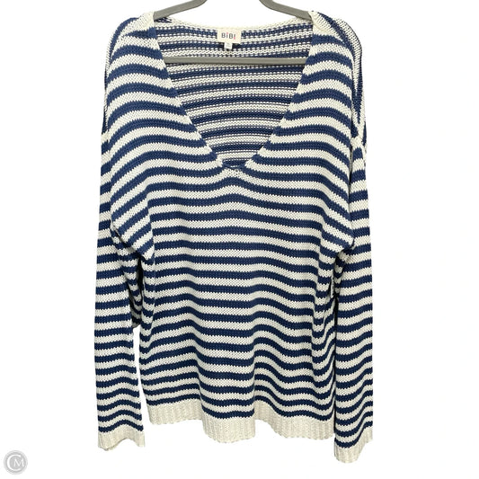 Sweater By Bibi In Blue & White, Size: Xl