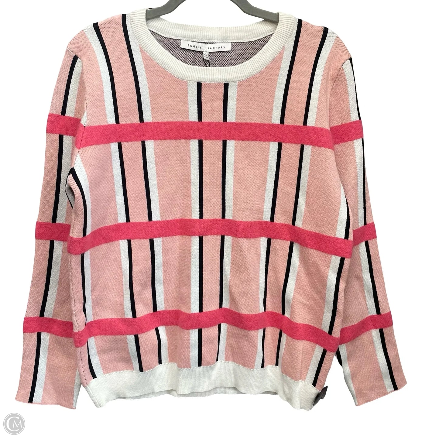 Sweater By English Factory In Pink & White, Size: L