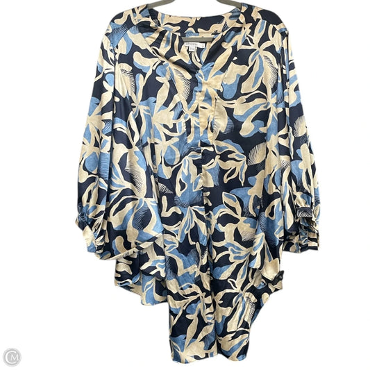 Blouse Short Sleeve By Chicos In Blue & Tan, Size: 20