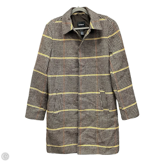 Coat Wool By Express In Brown & Yellow, Size: S