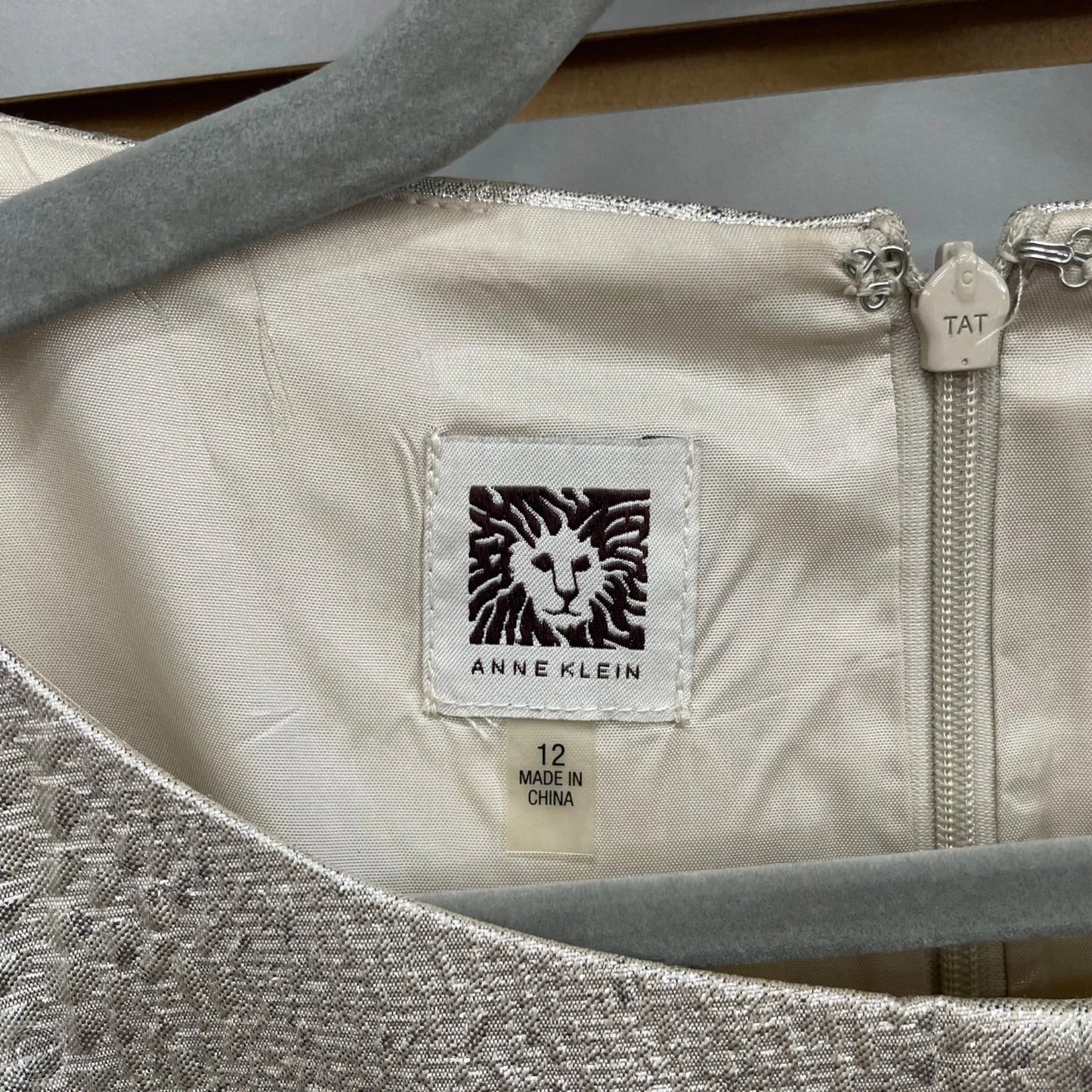 Dress Party Short By Anne Klein In Silver & Tan, Size: 12