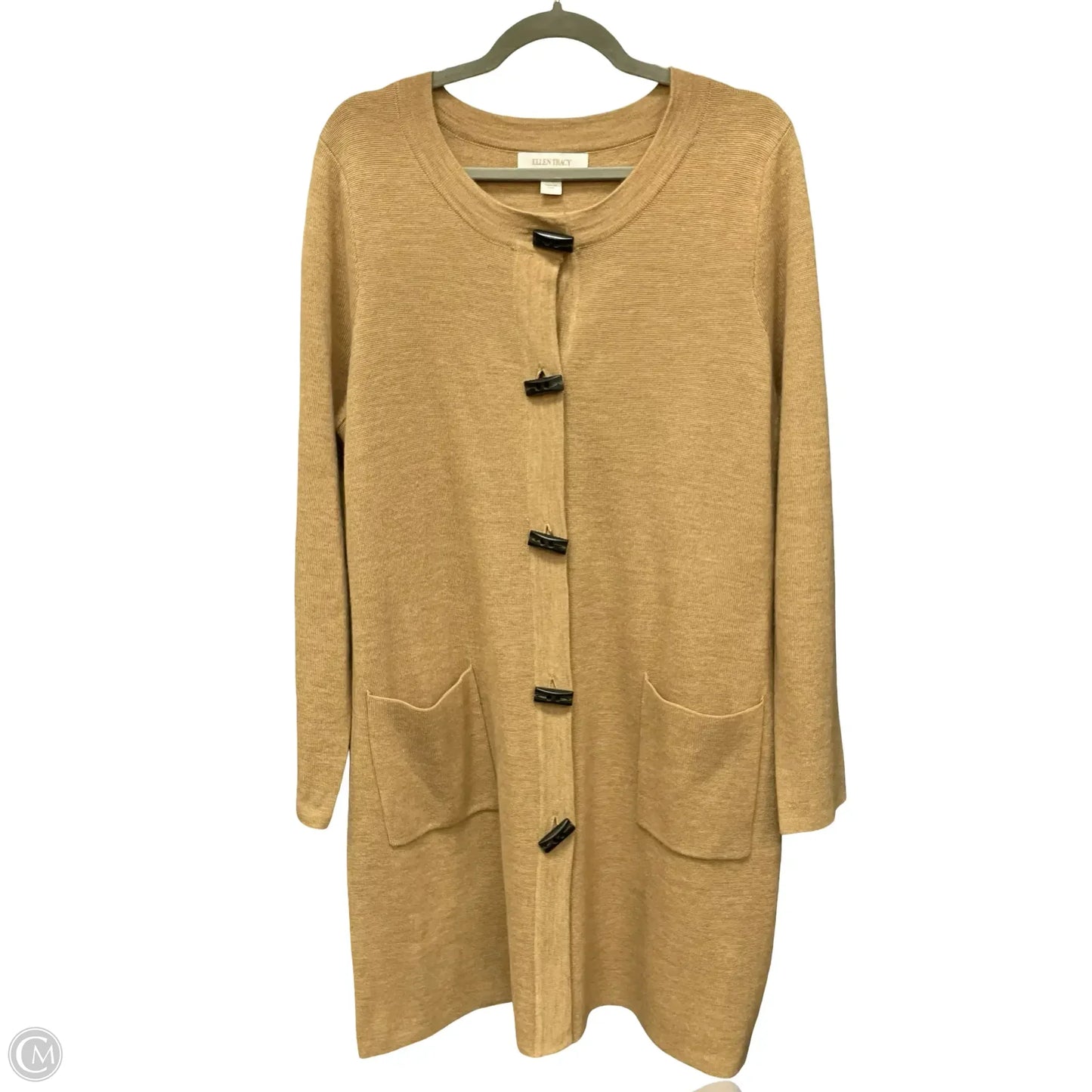 Sweater Cardigan By Ellen Tracy In Tan, Size: 2x