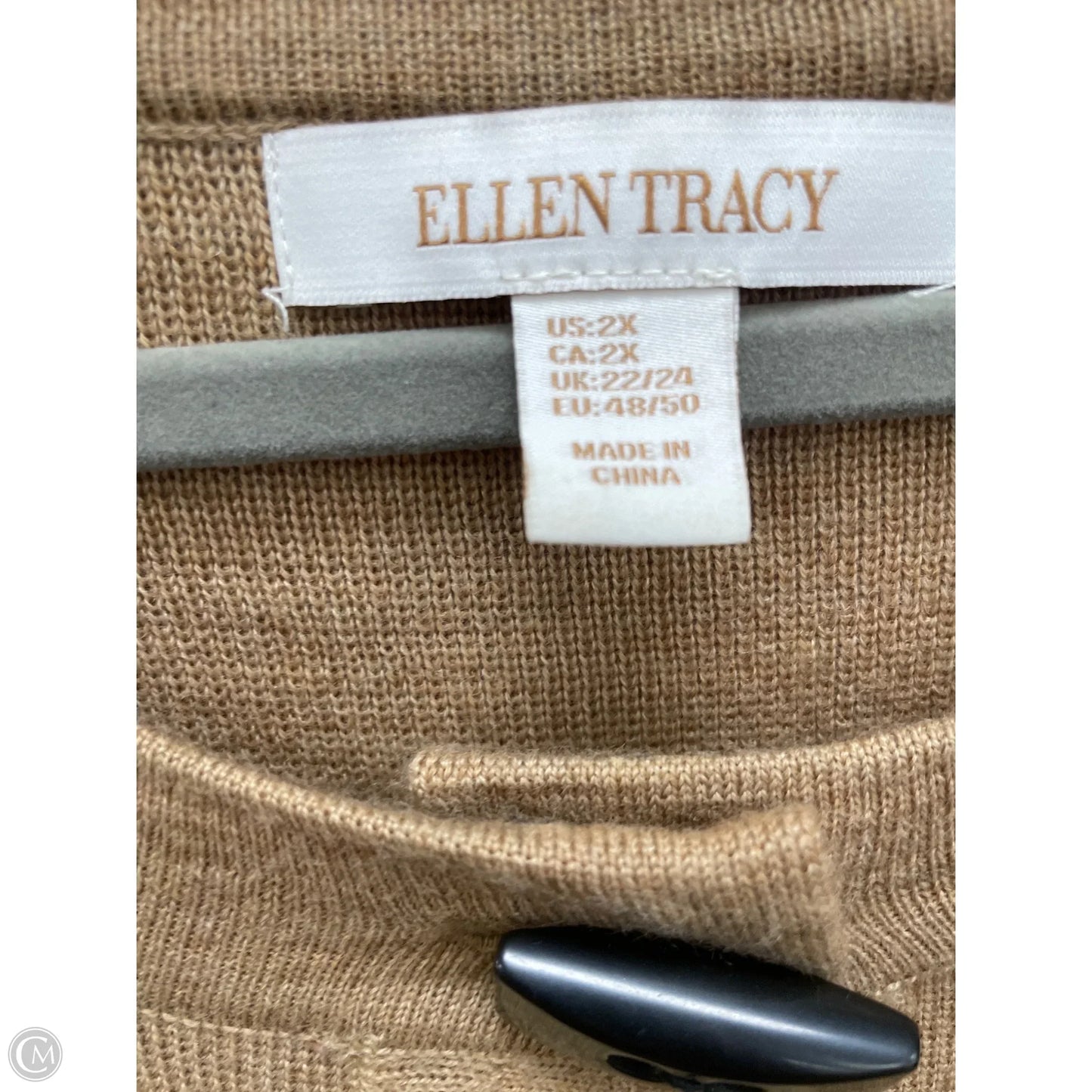 Sweater Cardigan By Ellen Tracy In Tan, Size: 2x
