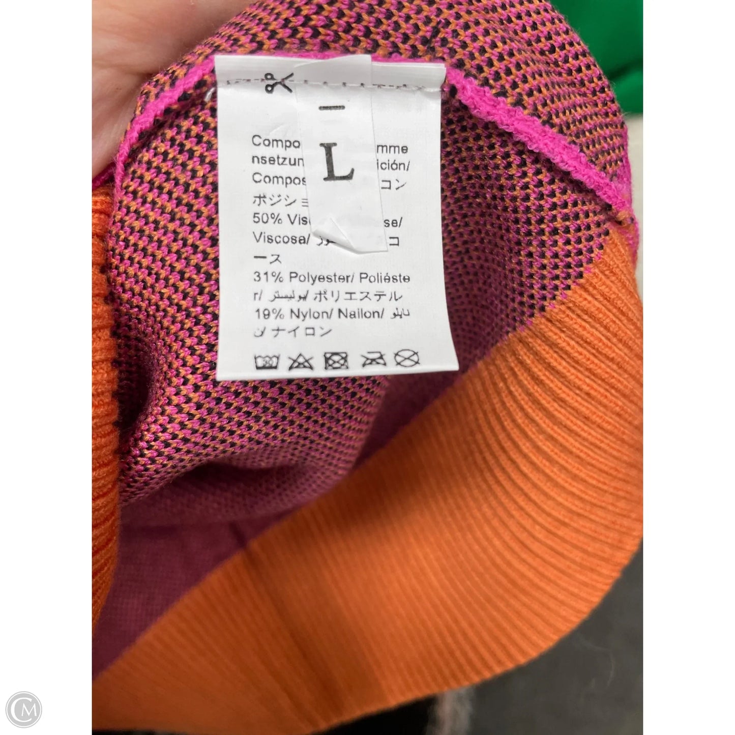 Sweater Cardigan By Clothes Mentor In Orange & Pink, Size: L