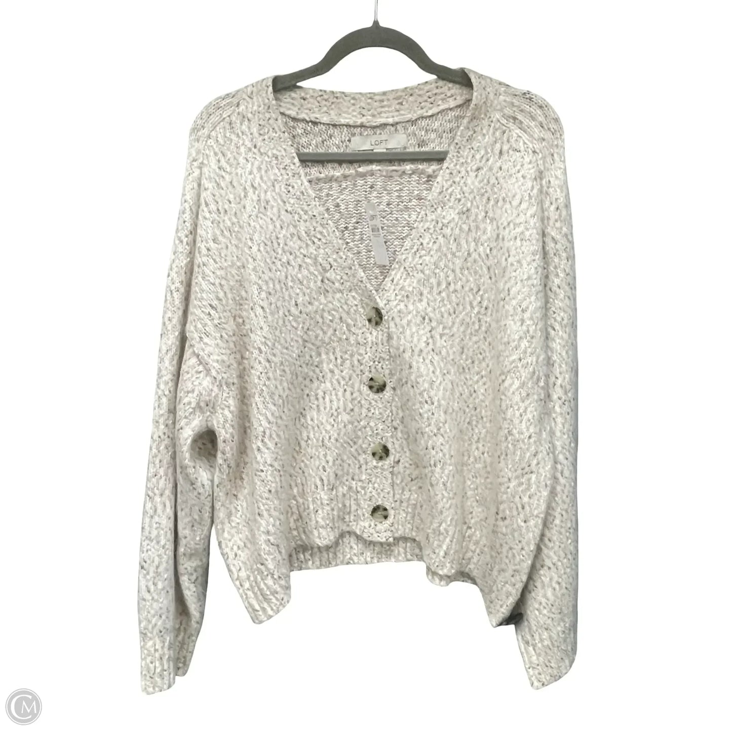 Sweater Cardigan By Loft In Beige, Size: L