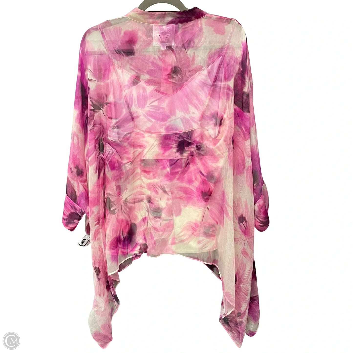 Blouse Short Sleeve By Johnny Was In Cream & Pink, Size: L