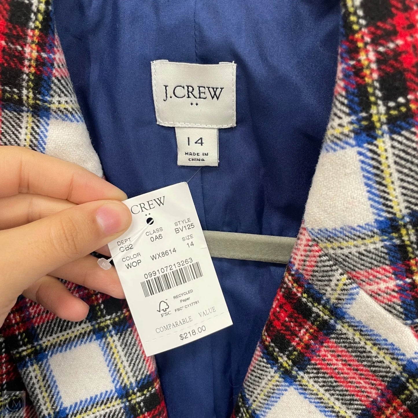 Blazer By J. Crew In Plaid Pattern, Size: 14