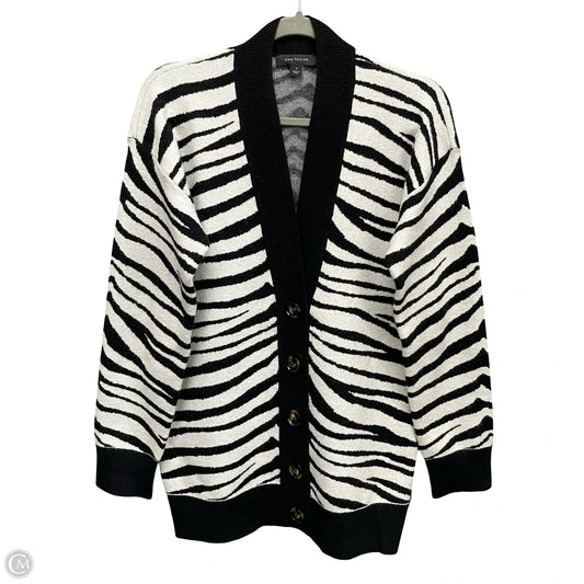 Sweater Cardigan By Ann Taylor In Black & White, Size: M