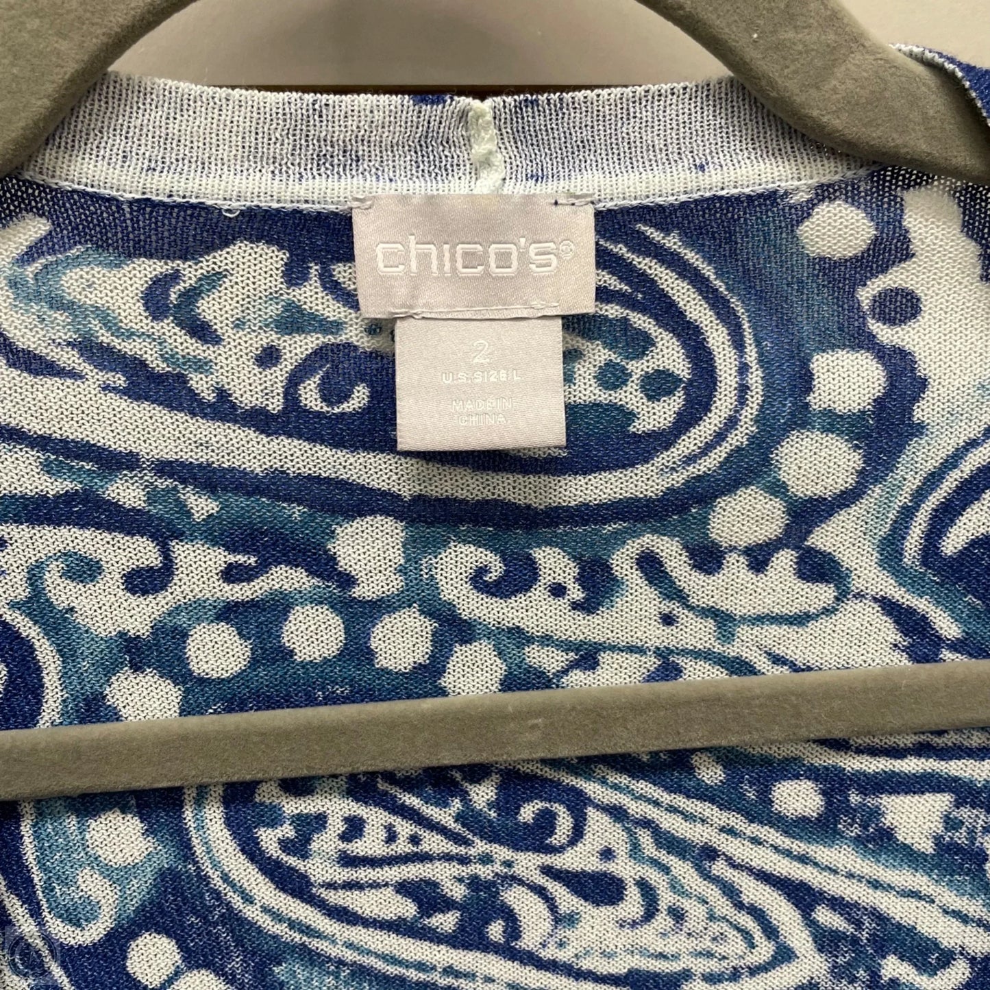 Cardigan By Chicos In Blue & White, Size: L