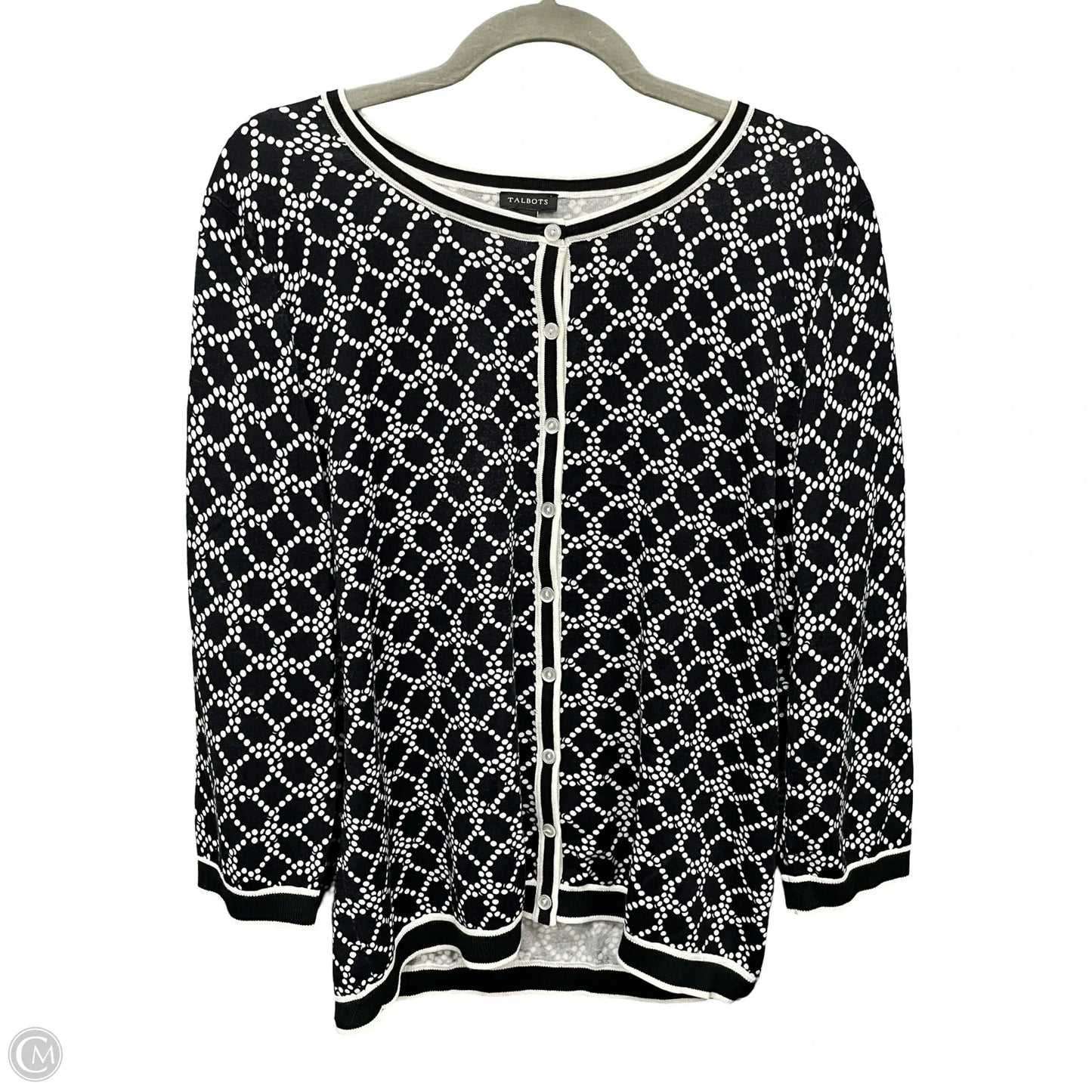 Cardigan By Talbots In Black & White, Size: Xl