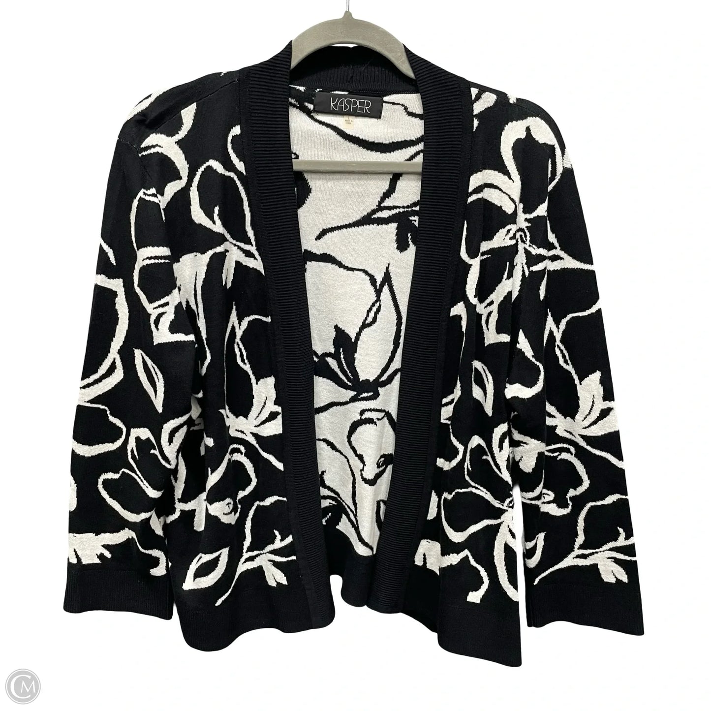 Sweater Cardigan By Kasper In Black & White, Size: L