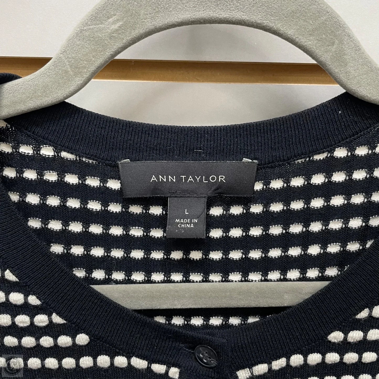 Cardigan By Ann Taylor In Black & White, Size: L