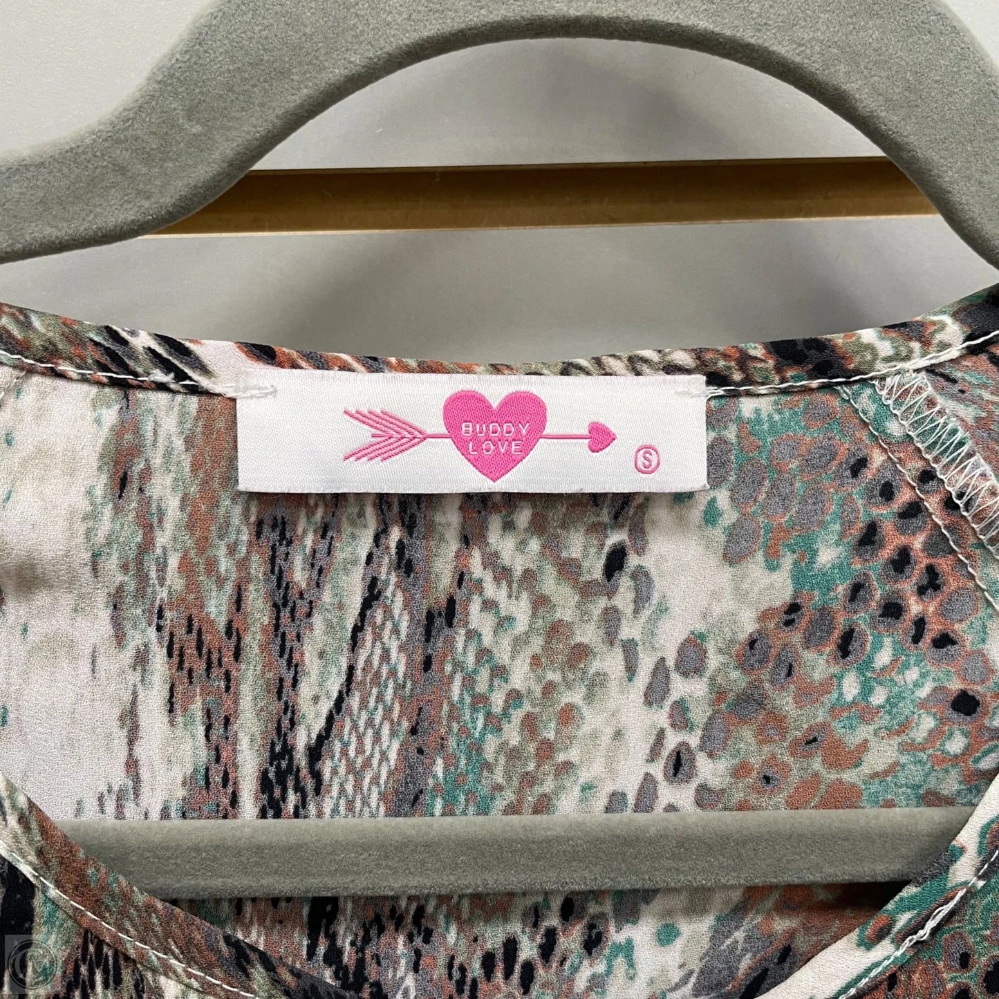 Blouse Long Sleeve By Buddy Love In Snakeskin Print, Size: S