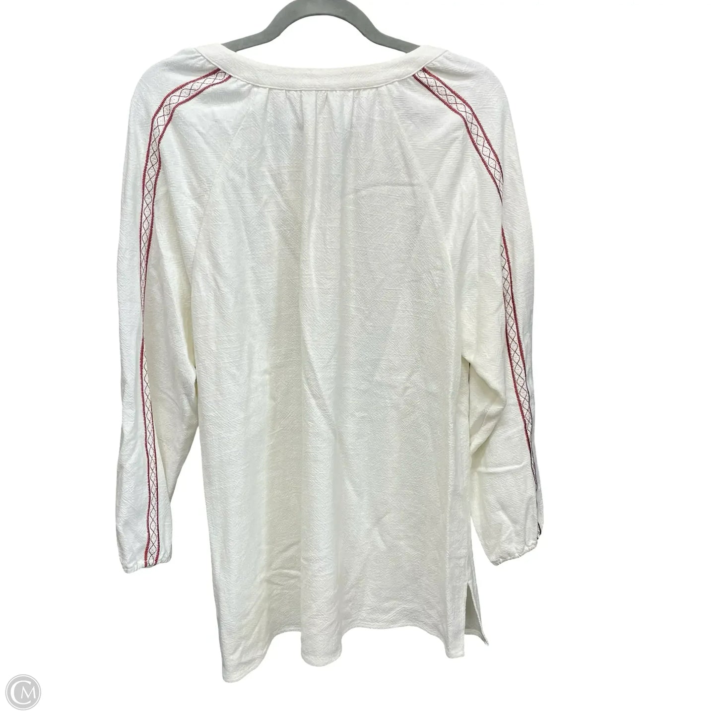 Tunic Long Sleeve By Soft Surroundings In Cream & Red, Size: L