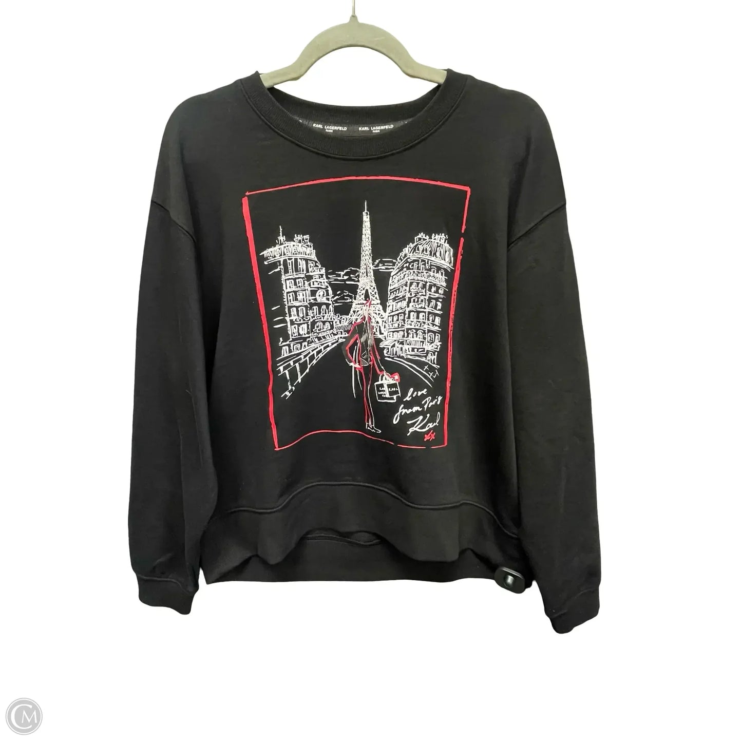 Sweatshirt Designer By Karl Lagerfeld In Black & White, Size: M