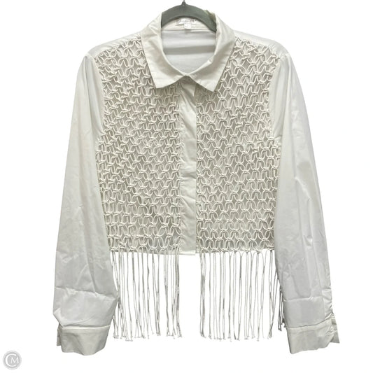 Top Long Sleeve By Line & Dot In White, Size: L