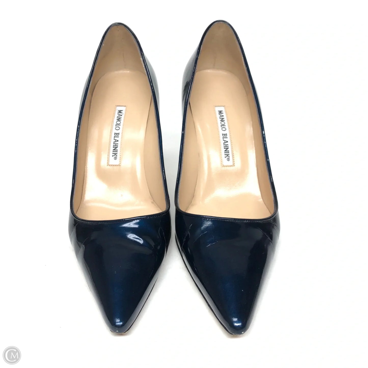 Shoes Luxury Designer By Manolo Blahnik In Navy, Size: 8.5