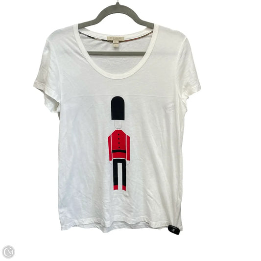 Top Short Sleeve Luxury Designer By Burberry In White, Size: M