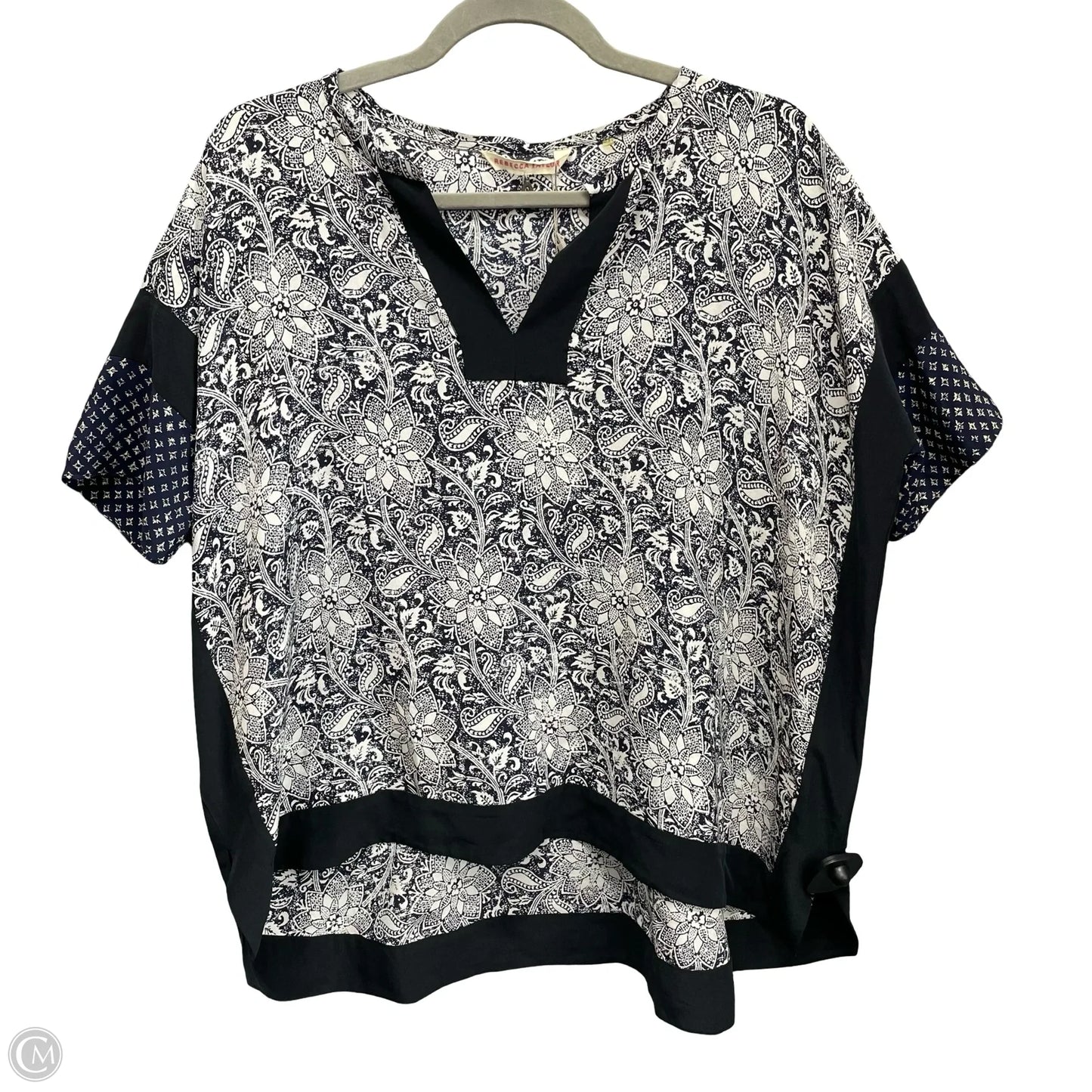 Top Short Sleeve By Rebecca Taylor In Blue & White, Size: 0