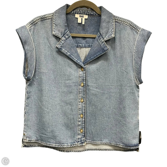 Top Short Sleeve By Paige In Blue Denim, Size: S