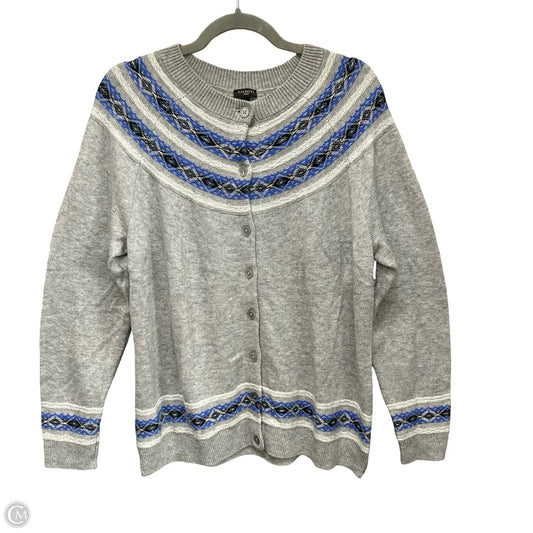 Sweater Cardigan By Talbots In Blue & Grey, Size: 1x