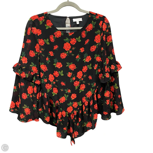 Blouse Long Sleeve By Clothes Mentor In Black & Red, Size: M