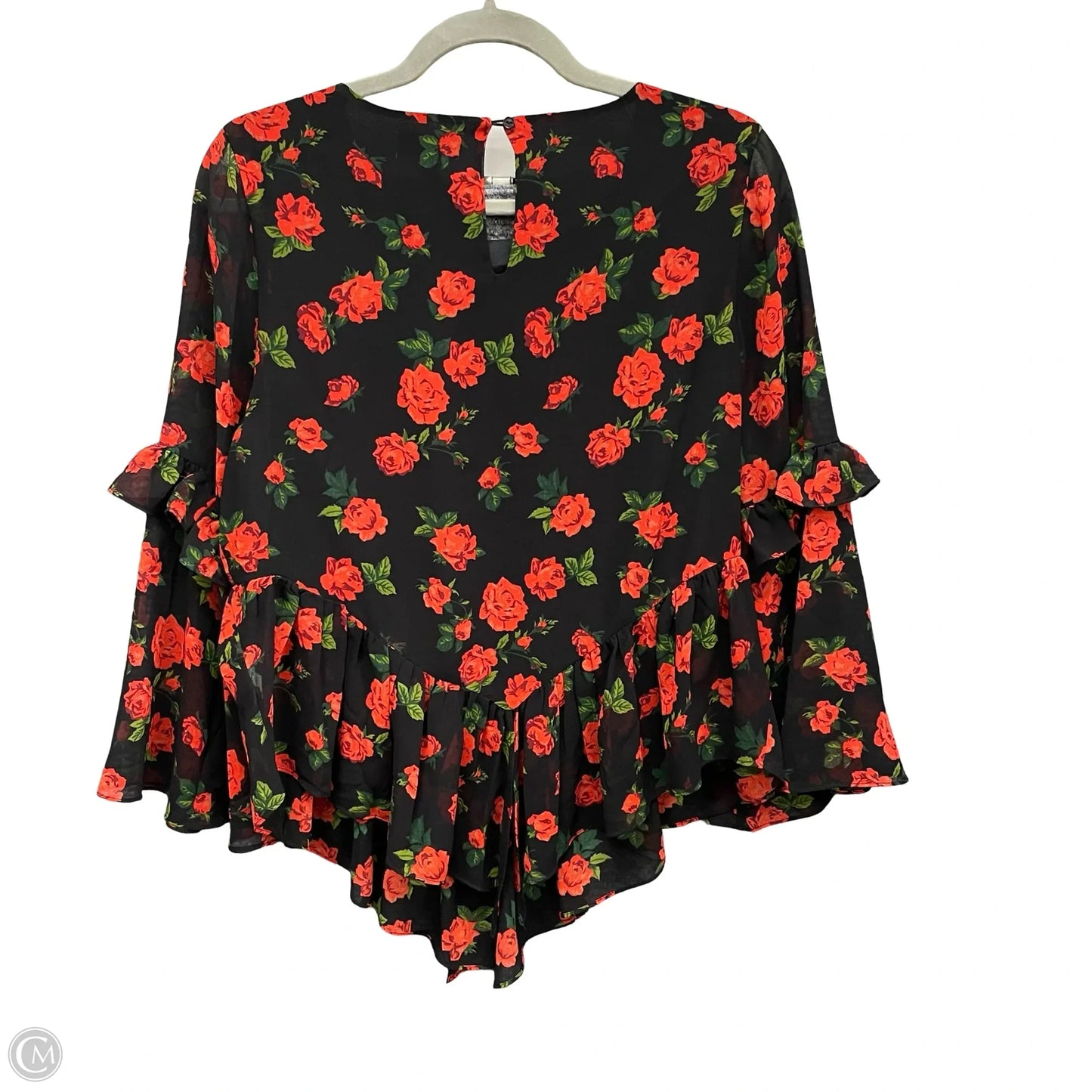 Blouse Long Sleeve By Clothes Mentor In Black & Red, Size: M