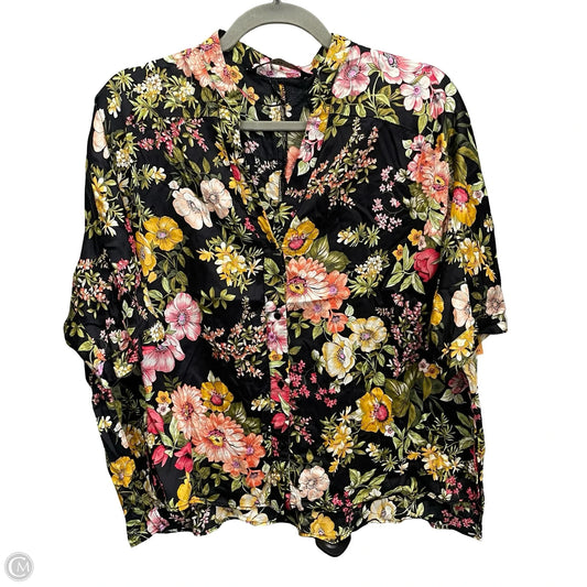 Top Short Sleeve By Zara In Floral Print, Size: M