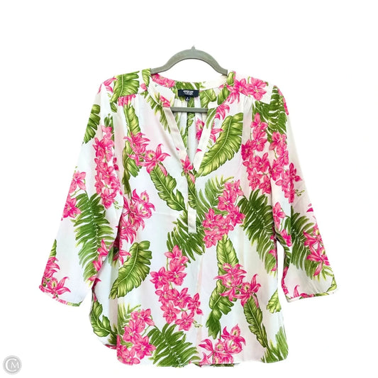 Blouse Long Sleeve By Not Your Daughters Jeans In Tropical Print, Size: S