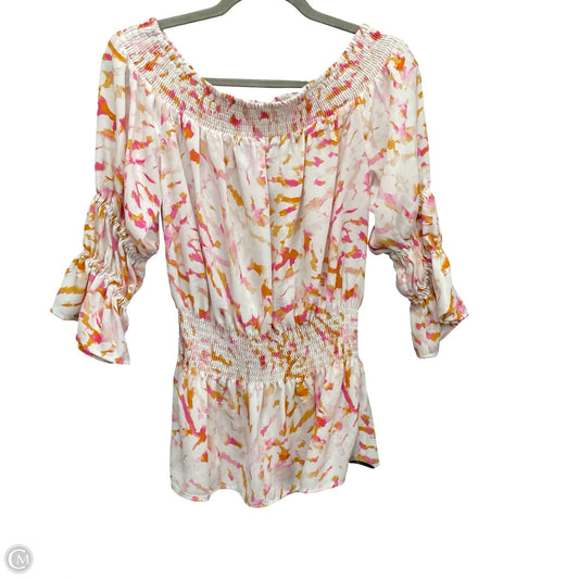 Blouse 3/4 Sleeve By Cabi In Orange & Pink, Size: S